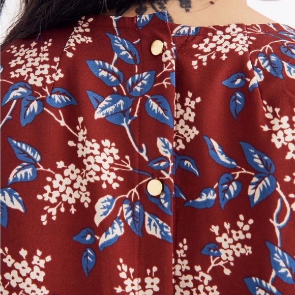 Madewell Women's Floral Button-Back Long Sleeve Dress Size L Multicolor - Picture 2 of 6